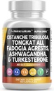 Temiz Nutra Cistanche Tribulosa Fadogia Agrestis Tongkat Ali Turkesterone Pills Ashwagandhas Supplement for Men - 60 Count