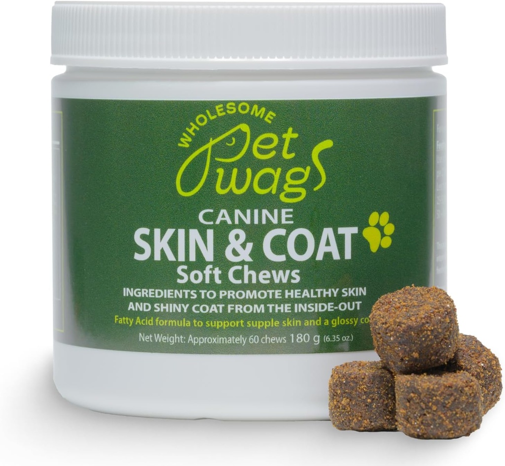 Vitamin & Itch Relief for Dogs – Skin & Coat Soft Chews w/Omega-3, Fish Oil, Biotin, Collagen – Azaltınır, Sağlıklı Skin & Shiny Fur – 60ct