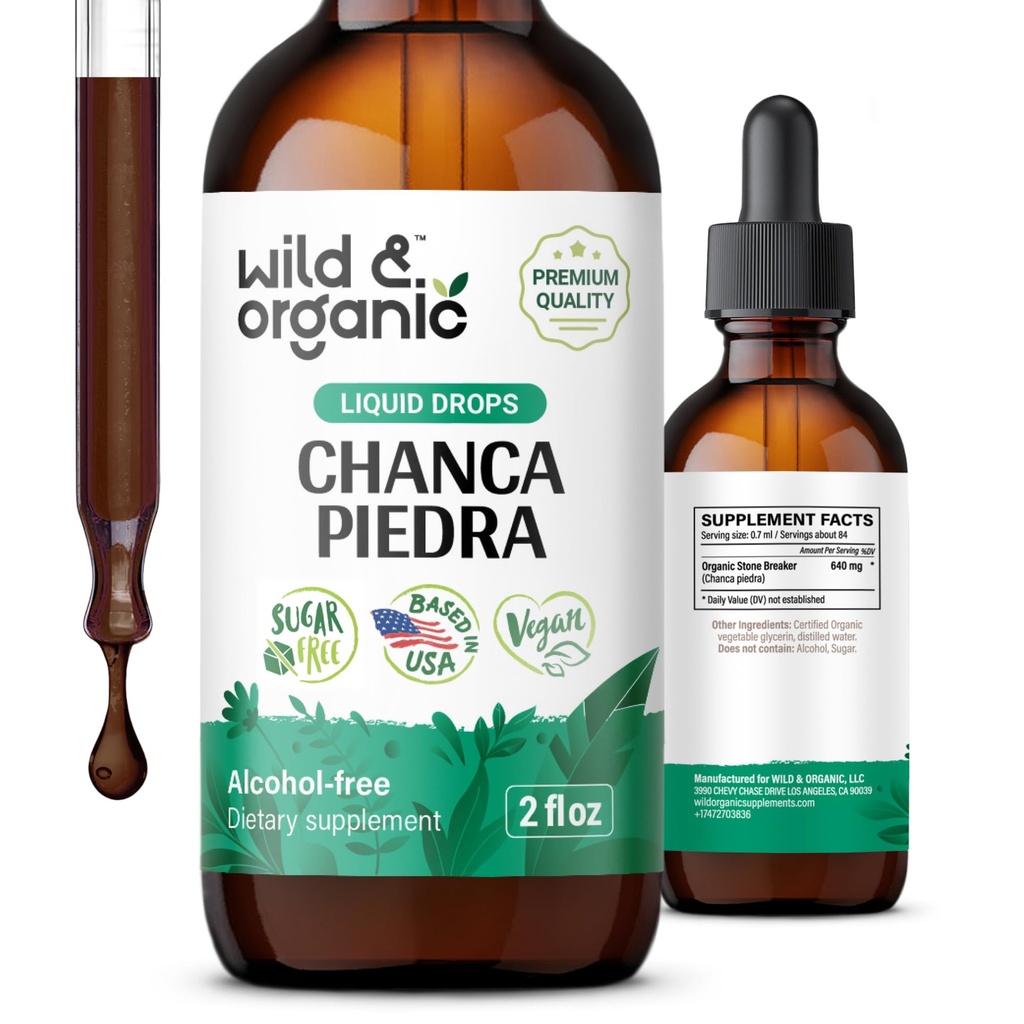 Vahşi & Organik Chanca Piedra Sıvı Ekstraksiyon - Kidney Stones & Gallbladder Desteği için Taş Zemin - Urinary Tract Well-Being - Vegan, Sugar & Alkol-Free - 2 fl ozz