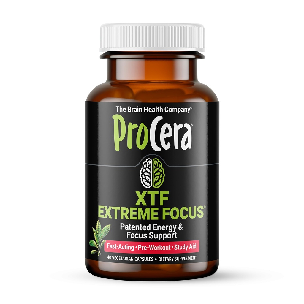 Procera XTF - Perfect Study Aid - Immediate Results - Geliştirilmiş Focus & Memory Retention - Artan Oksijen & Blood Flow - mental Clarity - Enerji Boost - Slow Cognitive Decline - 40 Count