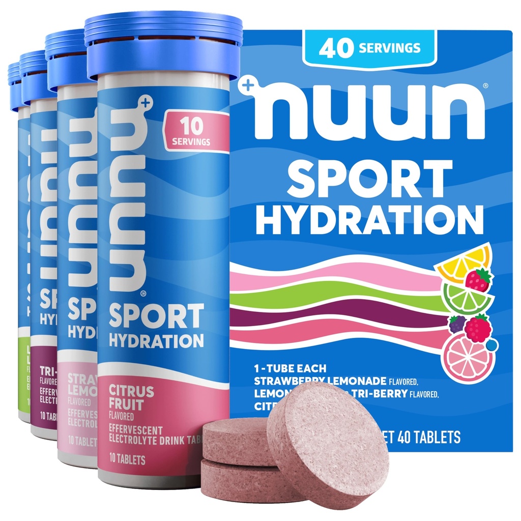 Nuun Sport Electrolyte Tabletleri Proaktif Hydration, Karma Flavors, 4 Pack (40 Hizmet)