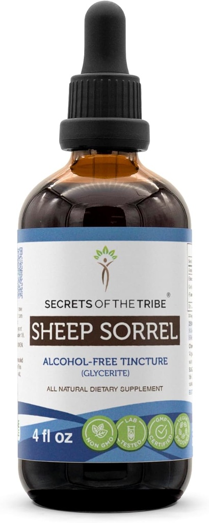 Koyun Sorrel Tincture Alkol Ücretsiz Ekstraksiyon, Koyun Sorrel (Rumex Acetosella) Herb Tincture Supplement 4 oz