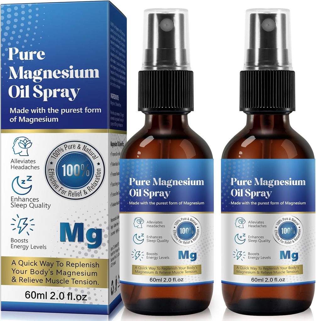 Genric 2 Pack Pure Magnezyum Oil Spray, Oil Spray,% 100 Pure & Natural Organic Bulkd Magnezyum Klorid Oil