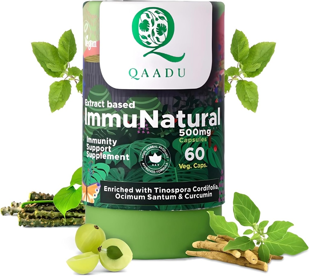 Yetişkinler için Immu Natural 60 Capsules | Natural, Vegan Ayurvedic Immunity Alerts | Ashwagandha Tulsi Amla Haldi Mulethi Giloy | 13 Yıl için Uygun