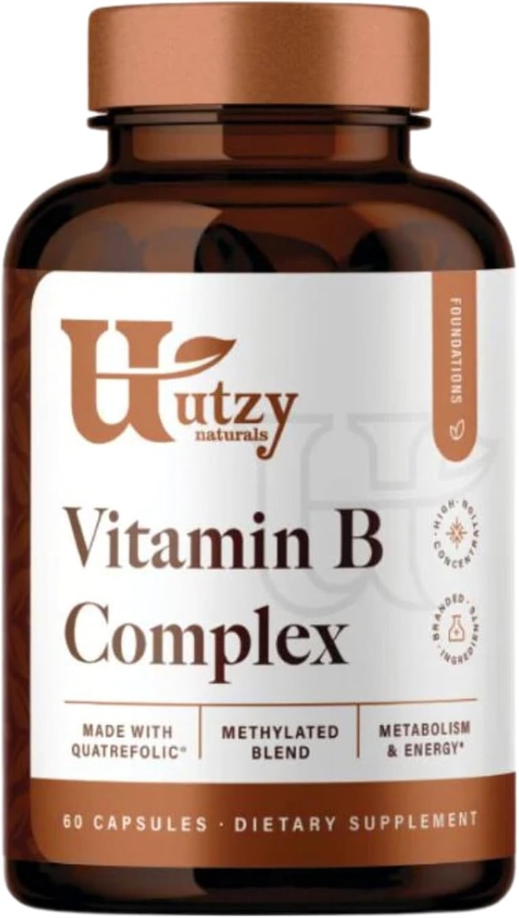 Utzy Naturals Vitamin B Kompleksi | Tüm 8 Temel B Vitaminleri | Choline ve Inositol ile | 60 Capsules