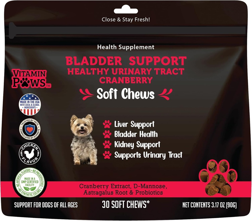 Köpekler için Cranberry Supplement | Urinary Tract ve UTI Support Chews | Incontinence and Bladder Control Nutritional Bites with D Mannose, Marshmallow Root, Probiyotiks, for Liver, Kidney
