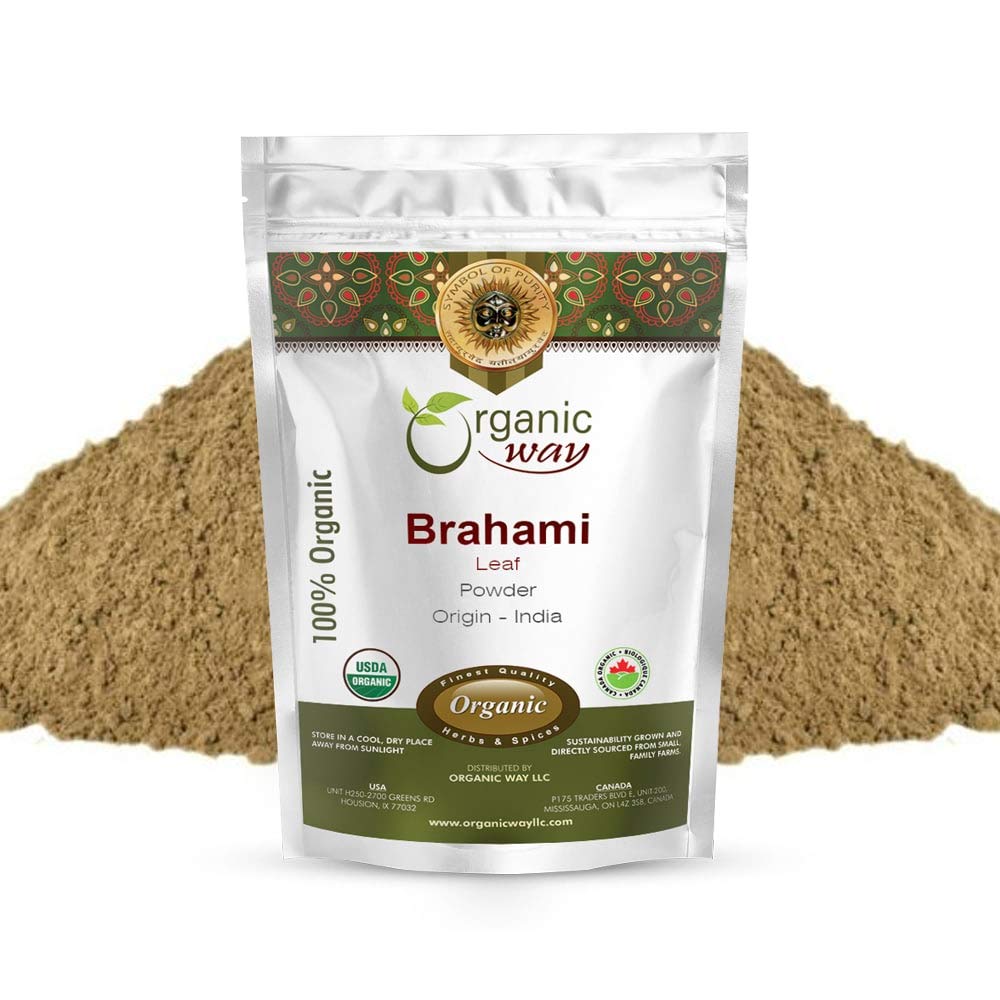 Organik Way Brahmi Leaf Toz (Bacopa Monnieri) - Organik & Kosher sertifikalı | Raw, Vegan, GMO & Gluten Ücretsiz | USDA sertifikalı | Origin - India (16 Oz)