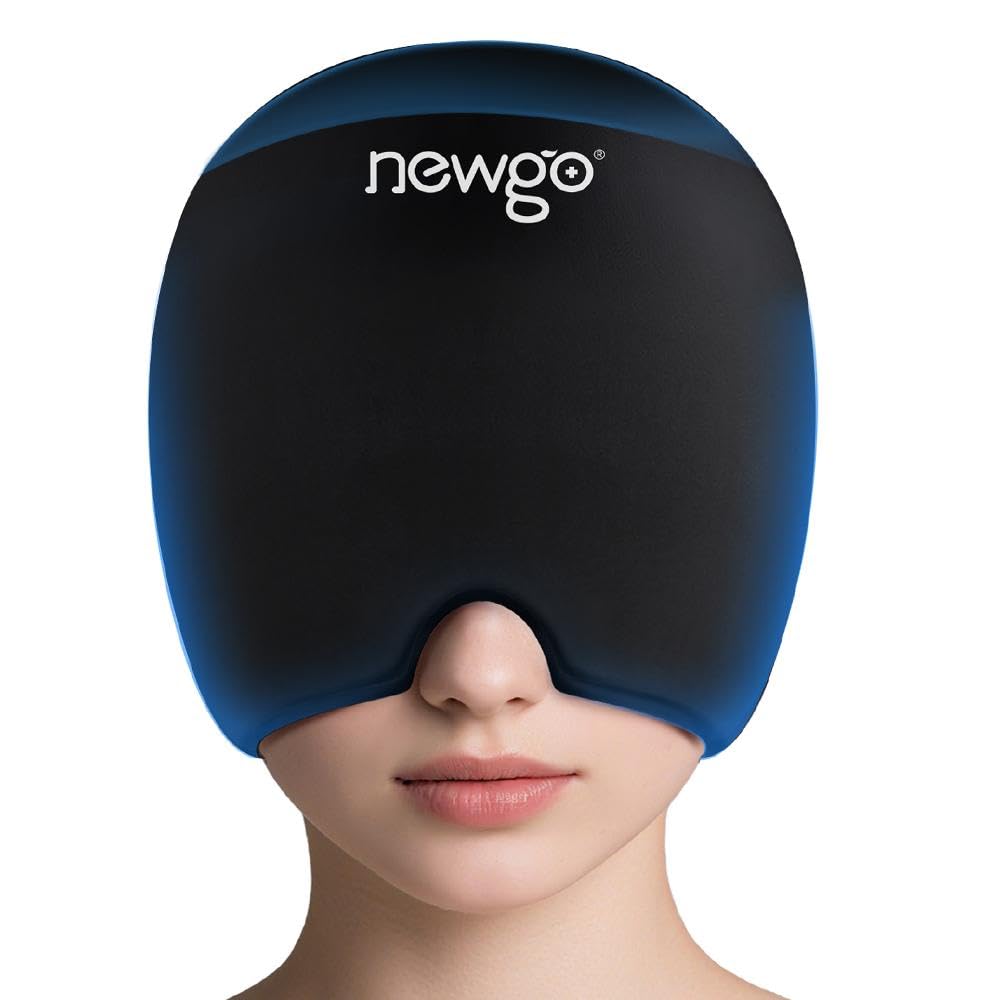 NEWGO Migraine Relief Cap Headaches Ice Cap with Top Coverage, Hot and Cold Therapy, Migraine Headache Relief Cap for Tension, Stress & Hangover