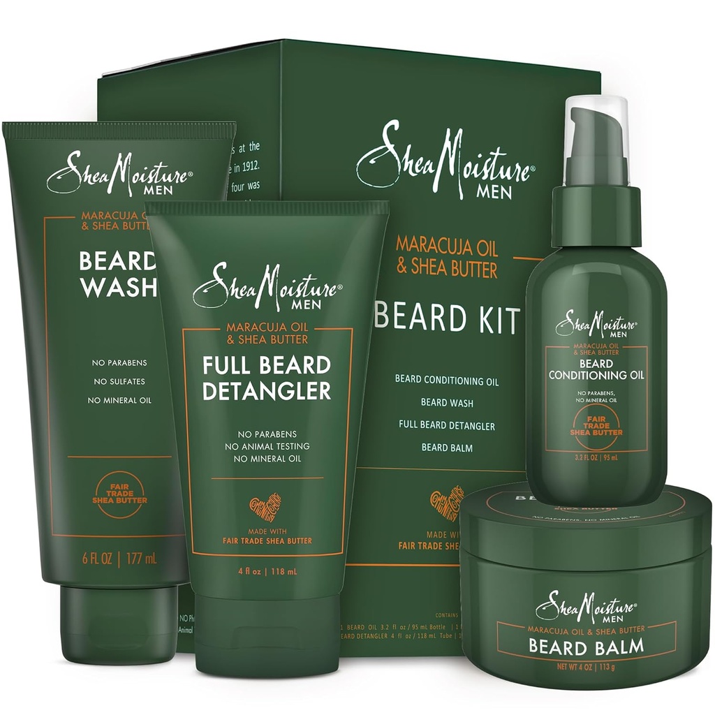 Erkekler için SheaMoisture Beard-Care Kit, Lavabo, Balm, Petrol, Durumer, Doğal Shea Butter & Maracuja Oil, Great Gift