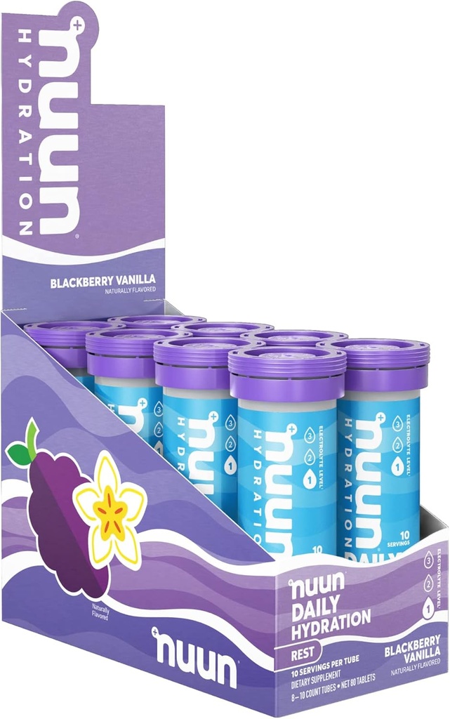 Nuun Rest & Recovery Electrolyte Tabletleri Magnezyum, P Properties & Tart Cherry Toz, Gluten Free & Vegan, Blackberry Vanilla Flavor, 8 Pack (80 Hizmet Toplamı)