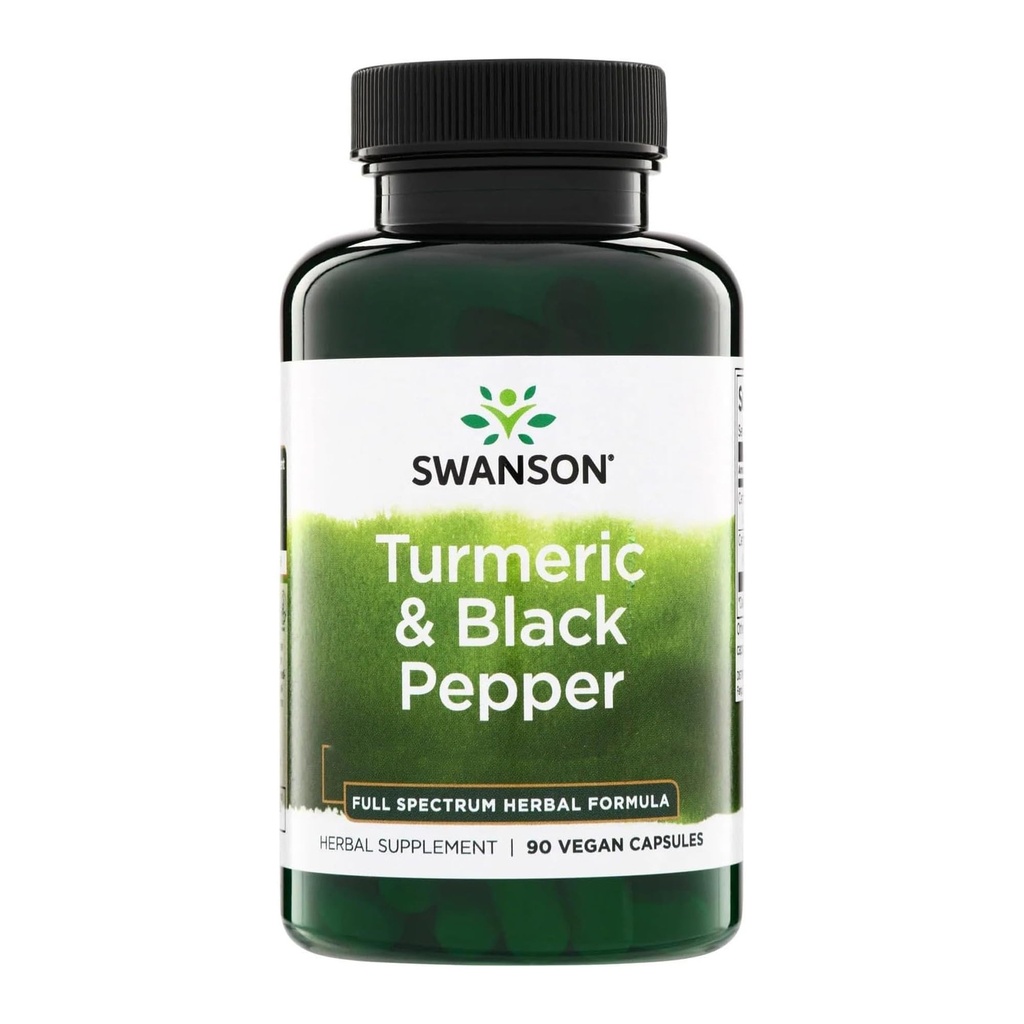 Swanson Premium- Turmeric & Black Pepper - Antioksi, Digestion & Ortak Destek - 90 Veg Caps (2 Pack)