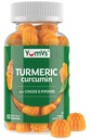 Curcumin Turmeric Gummies – Ekstra Güçlü 2000 mg 8:1 Türmeric Supplement Gummies with Black Pepper & Ginger – Vegan Non-GMO Ortak Destek Chewables – Peach Flavor, 60 Kont