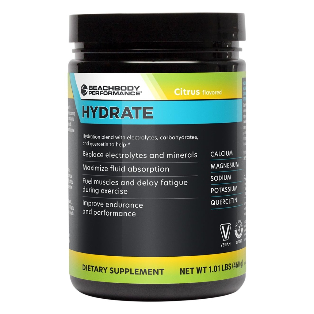 BODi Hydrate Performance Hydration Supplement, Quercetin Enriched Electrolyte Powder, 4 Key Electrolytes: Potassium, Magnesium, Sodium, Calcium - Supports Endurance & Fluid Balance, Citrus, 40 SRV