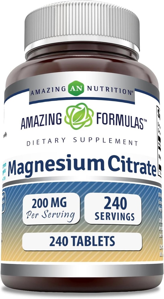 Şaşırtıcı Formulaler Magnezyum Citrate | 200 Mg Tabletler | Mineral Supplement | Non-GMO | Gluten Free | Made in USA (1 Pack, 240 Count)