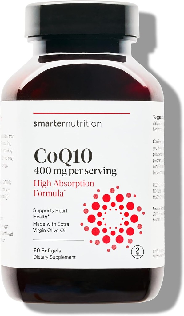 AKMANLIĞI CoQ10 400 mg High Abors - Doğal olarak Ubiquinone w/Organic Cold-Pressed Olive Oil - For Heart Health, Cellular Energy - Non-GMO, Gluten Free - 60 Count[30-Day Supply]