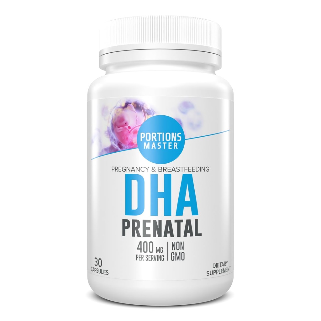 Portions Master DHA Prenatal, renatal Omega-3 Supplement with 300 mg DHA, Supports Fetal Brain & Eye Development, Gebelik & Emzirme Beslenme, Non-GMO, Gluten-Free (30 Softgels)