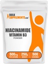 BulkSupplements.com Niacinamid Toz - Vitamin B3 Toz, Niacinamid Tamam, Niacinamid 500 mg - B3 Deri için Vitaminler, Gluten Free, 500 mg per Service, 250g (8.8 oz) (Pazarlamada 1.