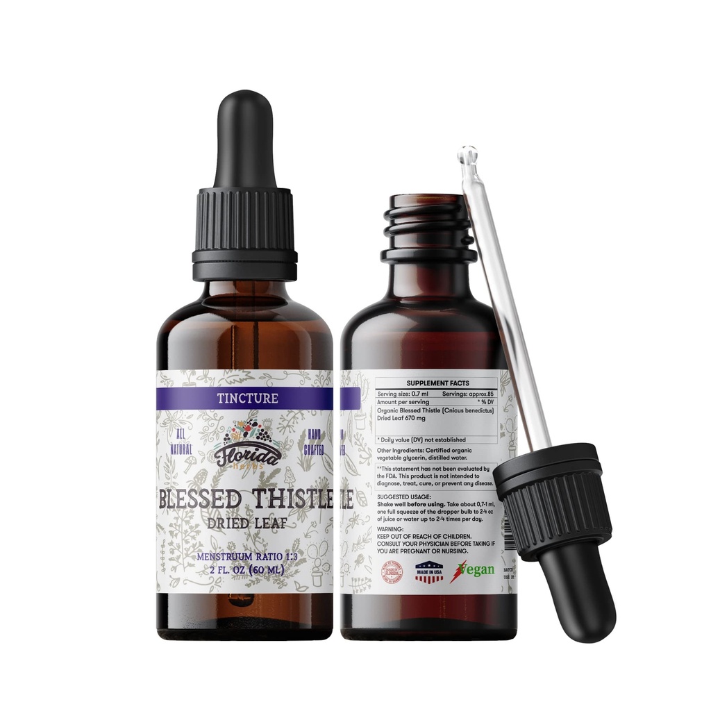 Selâm Butle Tincture, Organik Butle Ekstraksiyon (Cnicus benedictus) Herbal Supplement, Soğuk-Basın Organik Sebze Glycerin, 700 mg, 2 oz (60 ml)
