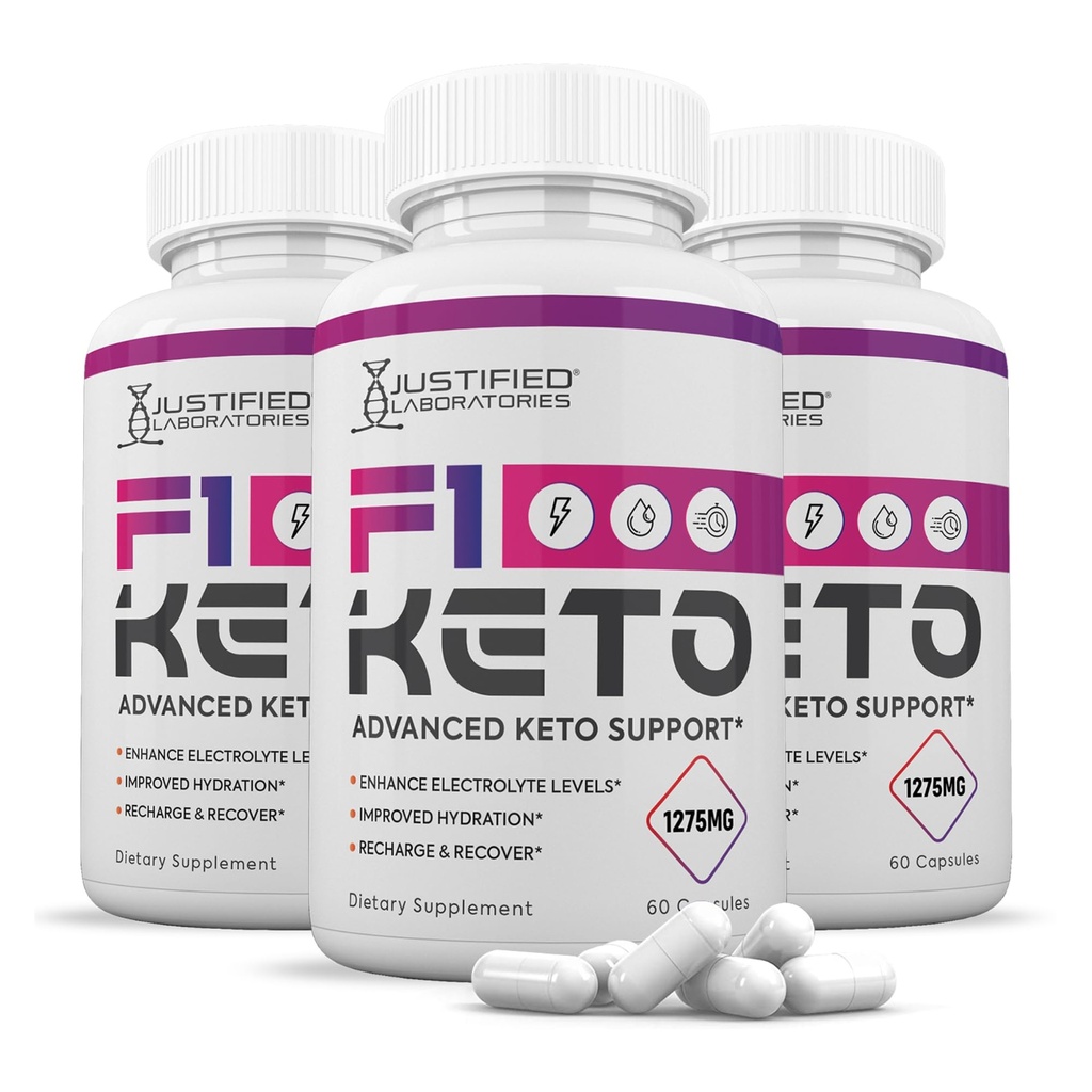 (3 Pack) F1 Keto Pills 1275MG Yeni & Geliştirilmiş Formula Contains Apple Cider Vinegar Ekstra Virgin Zeytinyağı Toz Yeşil Çay Broşür 180 Capsules