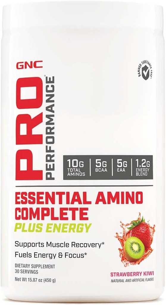 GNC Pro Performans Temelleri Tamam Plus Energy, Supports Muscle Recovery, Strawberry Kiwi, 15.9 oz.