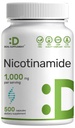 B3 Nicotinamid 1000 mg Oda başına – 500 Capsules, Flush Free Niacin, Essential B3 – Sağlıklı Cilt & Enerji Üretimi – Non-GMO