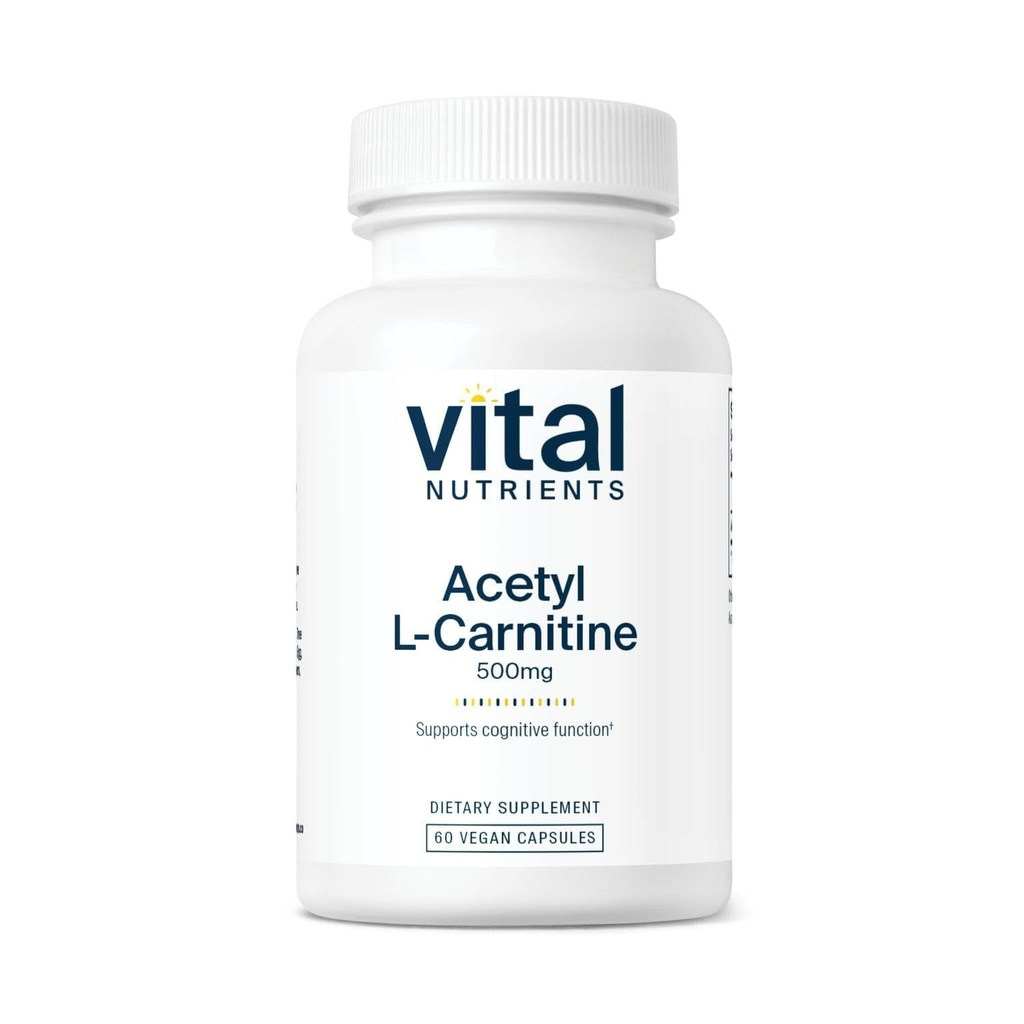 Vital Nutrients Acetyl L-Carnitine 500 mg | Beyin, Hafıza ve Bilişsel Destek Supplement* | Vegan | Gluten, Süt, Soy Free | Non-GMO | 60 Capsules