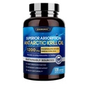 Krill Oil 1200 mg Omega 3 Supplement, Krill Oil Omega 3 with High Abxia EPA, DHA, Astaxanthin & Phospholipids, Supports Heart & Common Health, No Fishy Aftertaste - 120 Softgels (60 Hizmet)