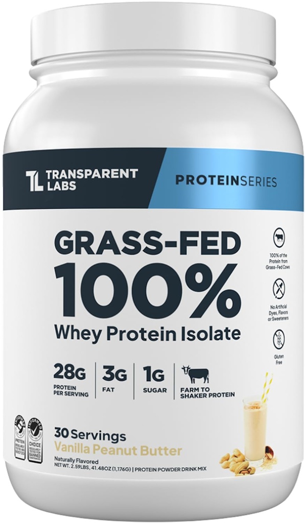 Gap Labs Grass-Fed Whey Protein Isolate - Doğal Flavored, Gluten Free Whey Protein Tozu hizmet başına 28 gramer - 30 Hizmet, Vanilla Peanut Butter