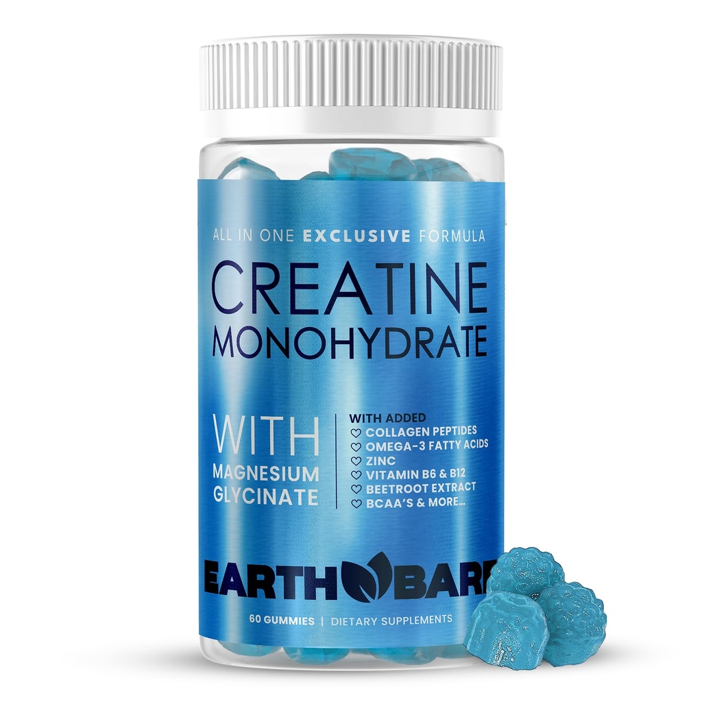 Yetişkinler için Kretan Monohidrat ve Magnezyum Gummies | Beta Alanine, Collagen,, L-Arginine, B Vitaminleri | 60 Gummies