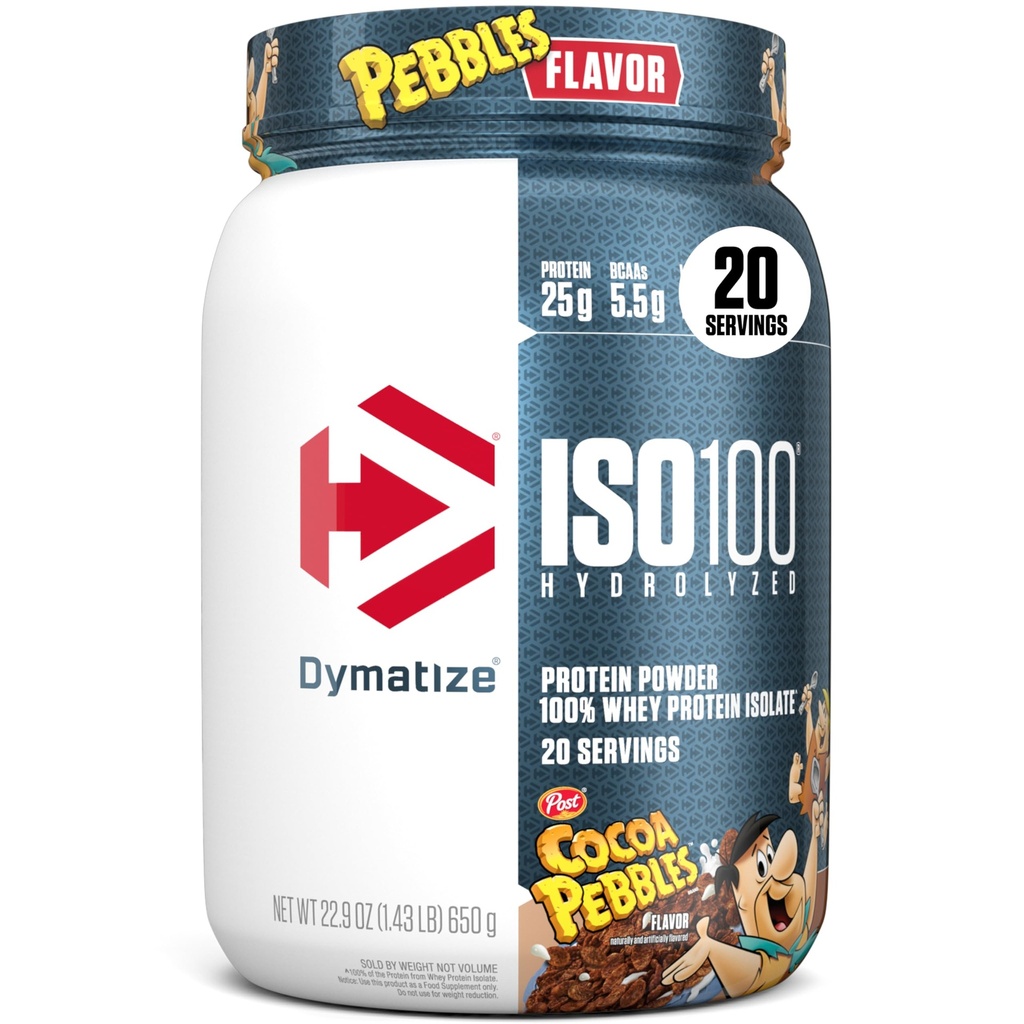 x Cocoa Pebbles ISO100 Whey protein Toz Isolate, 25g of protein, 20 Hizmet, 5.5g BCAAs, 120 Cal., Gluten Free, 1g Fat, 1g Sugar, 2g Carb