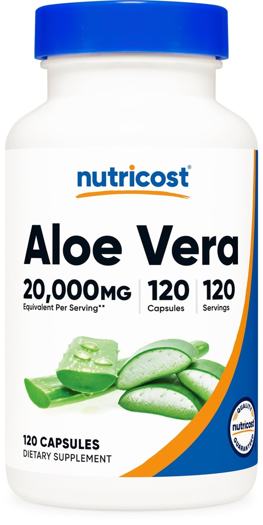 Nutricost Aloe Vera 20.000 mg, 120 Capsules - Gluten Free, Non-GMO, Vegetarian Friendly (100mg of 200:1 Extract)