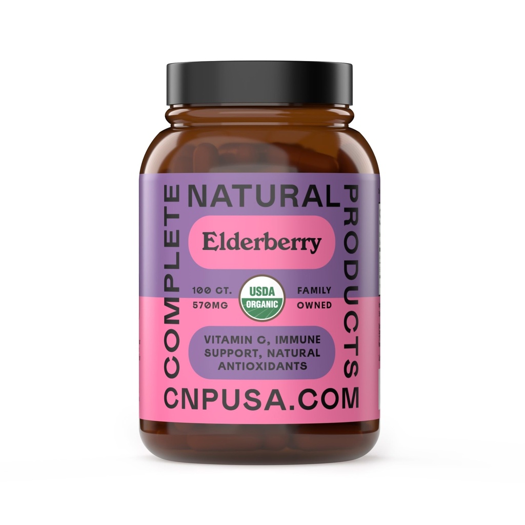 Tamam Natural Products Elderberry Capsules 570 mg, 100 Ct | Plant-Based Immune Support, Antioksi-Rich, No Fillers, Made in USA