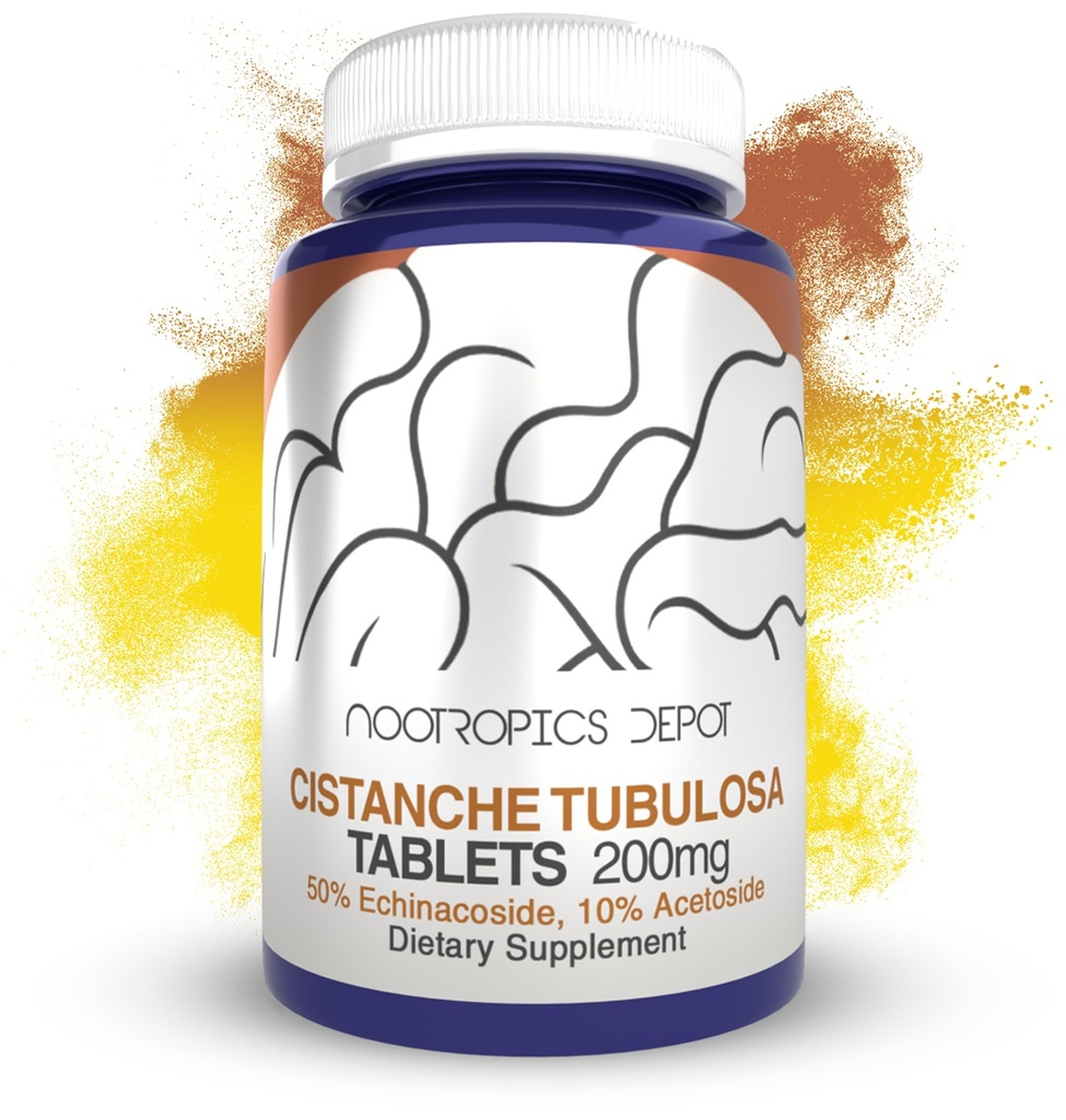 Nootropics Depot Cistanche tubulosa Tabletler | 200 mg | 180 Count | Minimum% 50 Echinacoside + 10% Acetoside (Verbascoside) | Fiziksel Kuvvet ve Enerjiyi Destekler | Yaratıcılık