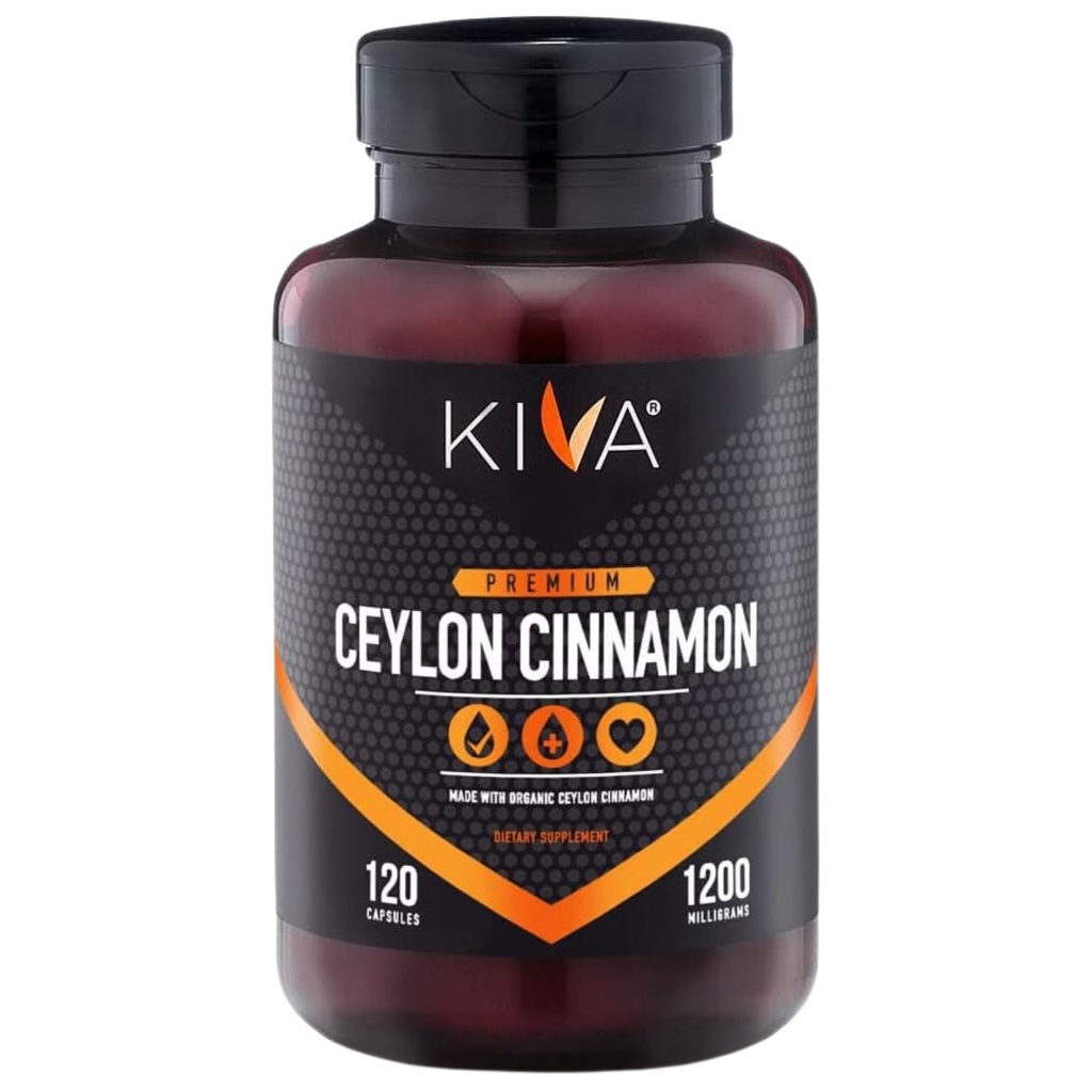 Kiva Premium Ceylon Cinnamon Toz Capsules (120 Veggie Capsules), Saf Ceylon Cinnamon Sri Lanka, Vegan, Non-GMO, Gluten-Free-Free