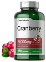Horbäach Cranberry Pills + Vitamin C | 15,000 mg | 250 Capsules | Non-GMO ve Gluten Free Supplement from Temp Ekstraksiyon