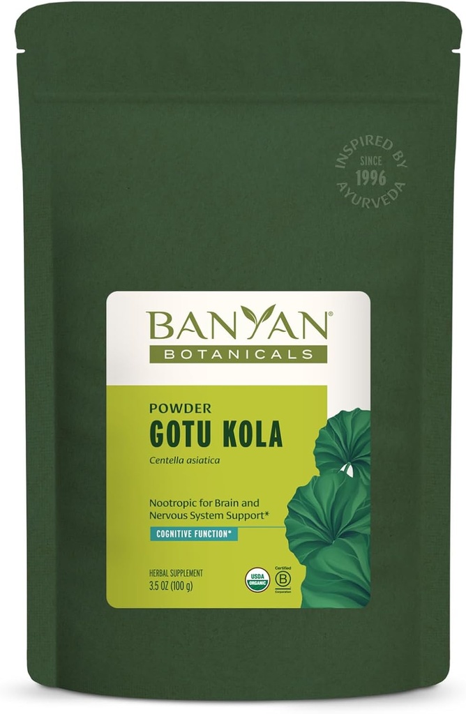 Banyan Botaniks Gotu Kola Toz – Organik Brahmi (Centella Asiatica) – Calming Nootropic Herb for Nervous System Support & Health Skin* – 3.5 oz – Non-GMO Sustainable Sourced Vegan