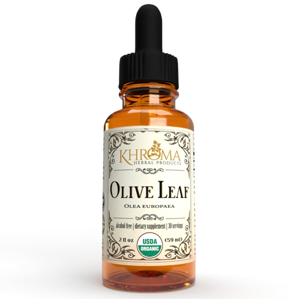 Khroma Herbal Products Organic Olive Leaf - 2 oz Liquid in a Glass Şişe - 30 Hizmet