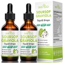 2 Pack Soursop Graviola Liquid Drops - 2000 mg Pure Soursop Ekstraksiyon 300 mg Sea Moss & 100 mg Elderberry - Güçlü Hücre Desteği, Antioksi-Rich, Immune-Boosting - 4 Fl Oz (120 ml) Şişe