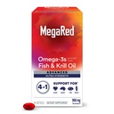 Megared Omega-3 Fish & Krill Oil Supplement 900mg - Mega Red Advanced 4in1, 60 yumuşakgels, 2x More Omega-3, Heart, Joint, Brain and Eye Supplement, Red, 60 Count