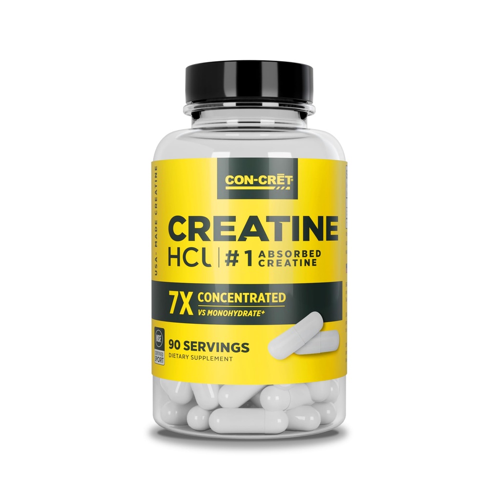 CON-CRET Tinatine HCl Capsules | Muscle, Cognitive, Cellular Energy Support | No Bloating or Cramps | USA Made & NSF Sertifikalı | Kretine Pills (90 ct)