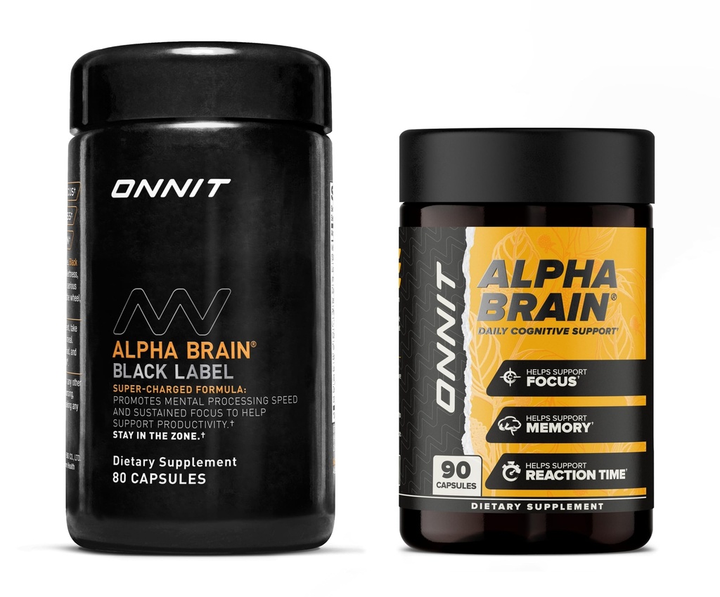 ONNIT Premium Alpha Brain Sche - Nootropic Brain Supplement (90 Ct) + Black Label Citicoline Zihinsel Hız, Dikkat ve Bilişsel Destek Tamam (80 Ct)- Promosyonlar Focus, Concentration & Memory