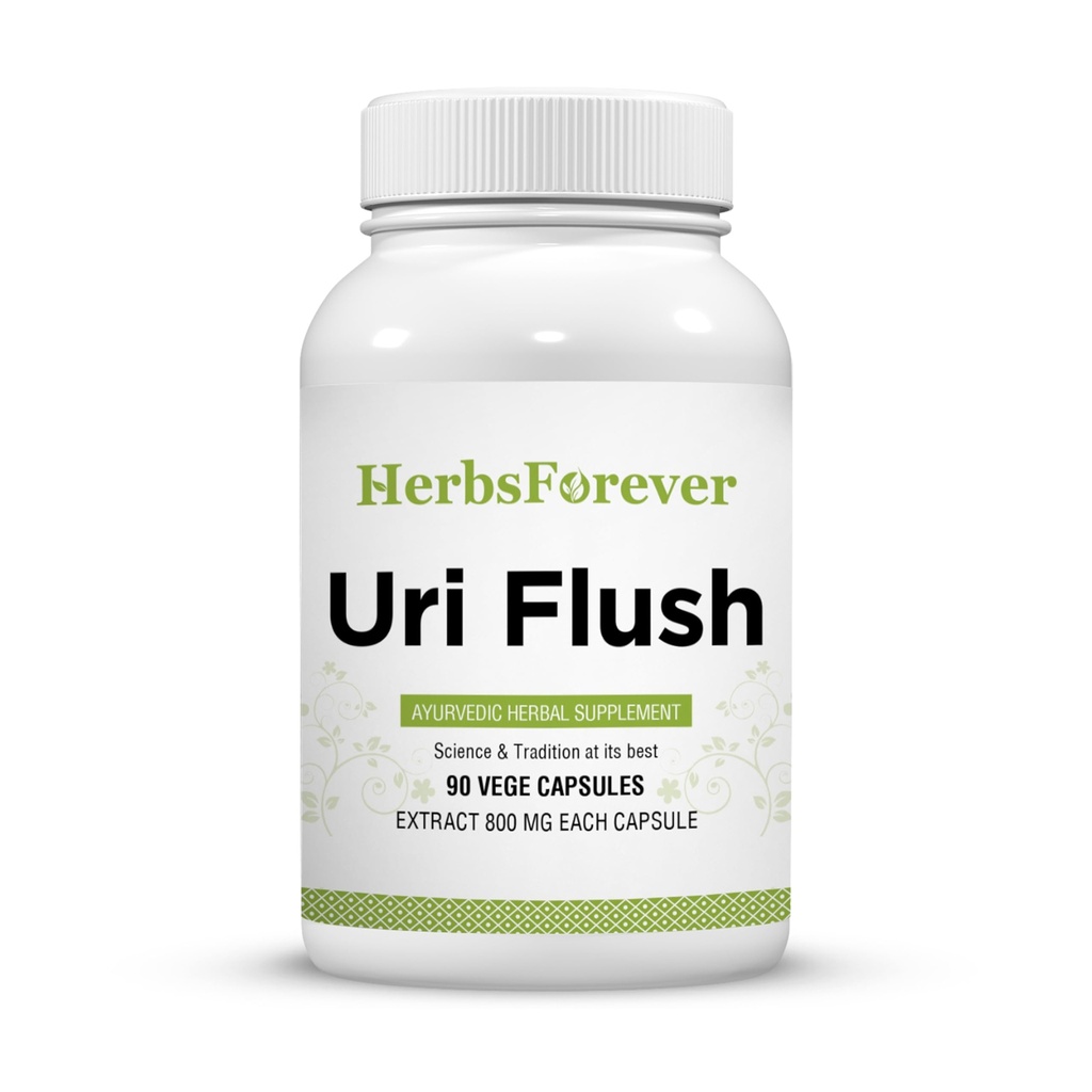 Herbsforever Uri-Flush Capsules Ayurvedic Herbal Supplement Desteği Sağlıklı Kidney Fonksiyonlu ve Urinary Tract Function 90 Vege Capsules 800 Mg Every