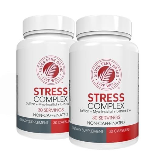 Silver Fern Stres Kompleksi Tamam - Caffeine olmadan - Uyku, Endişe, Mood & More - Saffron Supplements, L-Theanine Supplement, & Myo-inositol - Natural Stress Relief Supplement (Pack of 2)