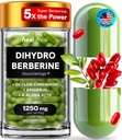 Dihidrberine Supplement - Dehidr Berberine Organik - Super Berberine Supplement with Ceylon Cinnamon & R Alpha Lipoic Acid & Apigenin - Hydroberine 120 caps (1 Pack)