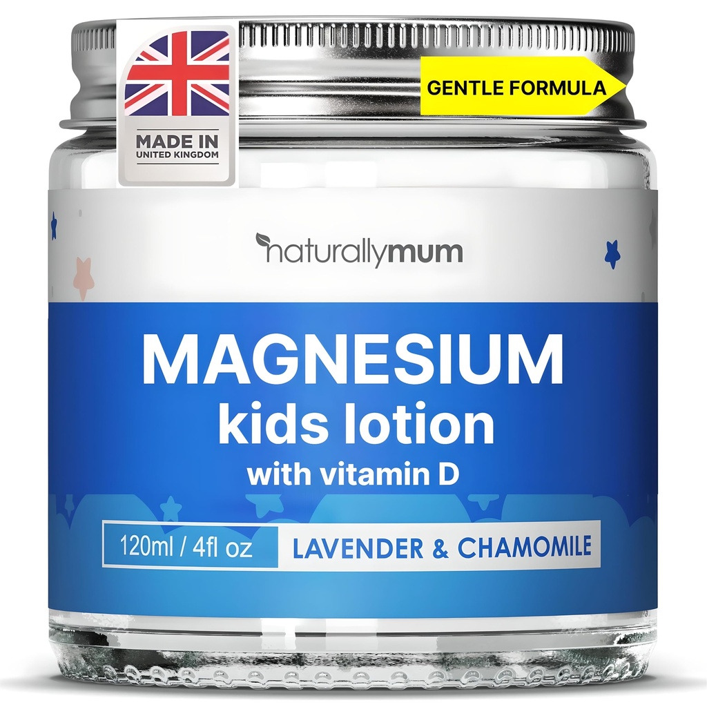 DoğalMum Çocuklar Magnezyum Bedtime Lotion with Vitamin D | Sleep, Heart, Bone, Nerve, Gut and Muscle Health | Alternatif to Melatonin | Lavender & Chamomile 4.2 fl ozzz