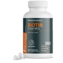 Bronson Biotin 5.000 MCG Sağlıklı Saç, Skin & Nails & Enerji Üretimi - Yüksek Potency Beauty Desteği - Non-GMO, 360 Vegetarian Tabletler