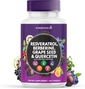 Resveratrol Berberine Grape Tohum alıntı Quercetin - Polyol Supplement with Noni Extract, N-Acetyl Cysteine, Acai Extract - Made in the USA - 60 Capsules