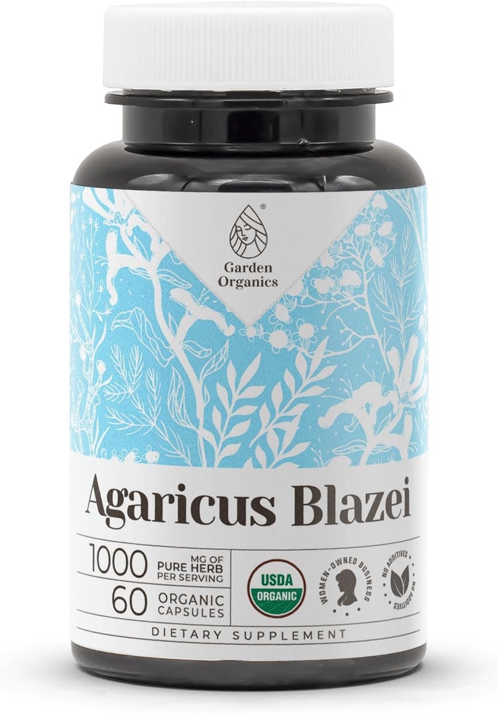 Agaricus Blazei USDA Organik 60 Capsules | High-Potency Natural Supplement | Sertifikalı Organik Vegetarian Capsules ve Organik Agaricus Blazei (Agaricus blazei murill) kuru Mushroom (60 Capsules)