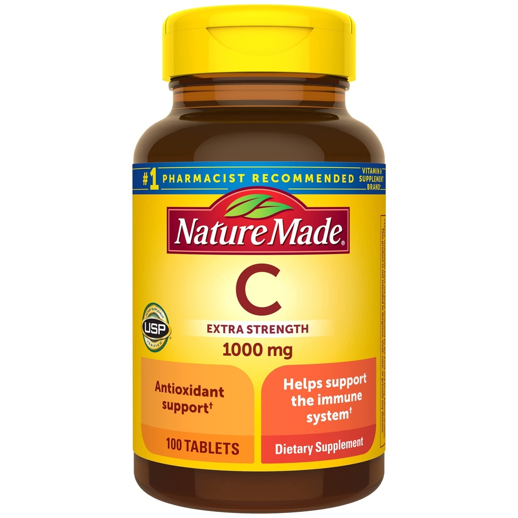Doğa Immune Desteği için Ekstra Güçlü Vitamin C 1000 mg, Diyet Supplement, 100 Tablet, 100 Gün Supply