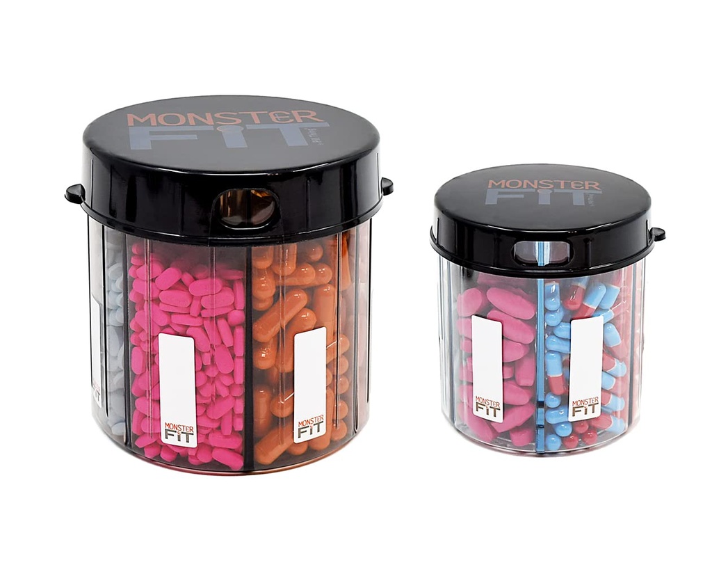 Monster & Monster Jr Supplement Drug Pill, 2 Pack'i Etiketler, Ekstra Büyük ve Küçük Pill Konteyner Şişeleri Neredeyse Herhangi Bir Tamam, Ayrılma Kolay (Monster & Monster Jr.)